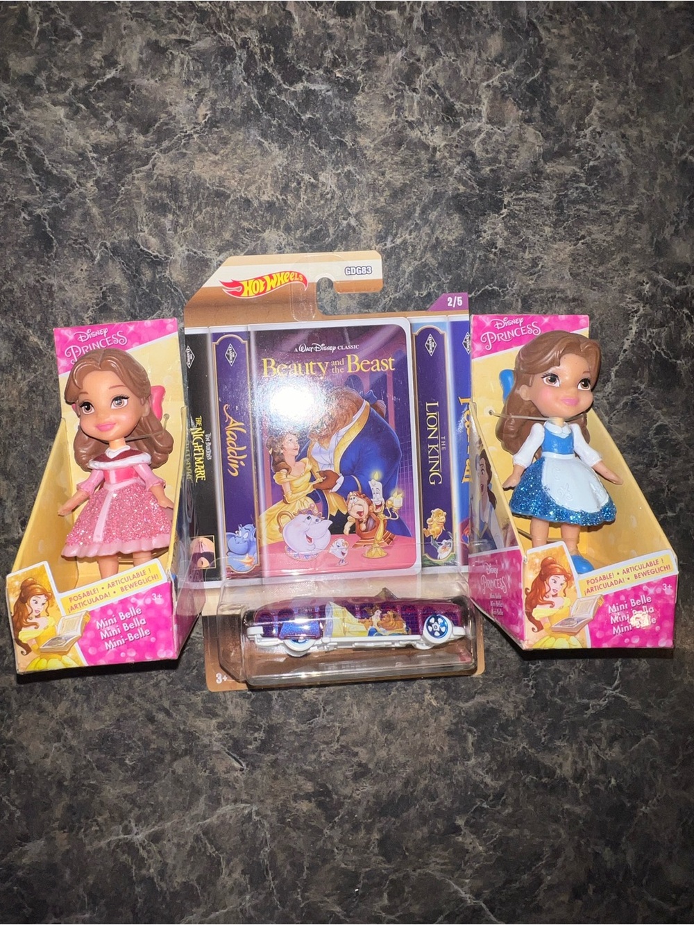 Disney Princess Belle Mini Doll Set with Hot Wheels Beauty and the Beast Car